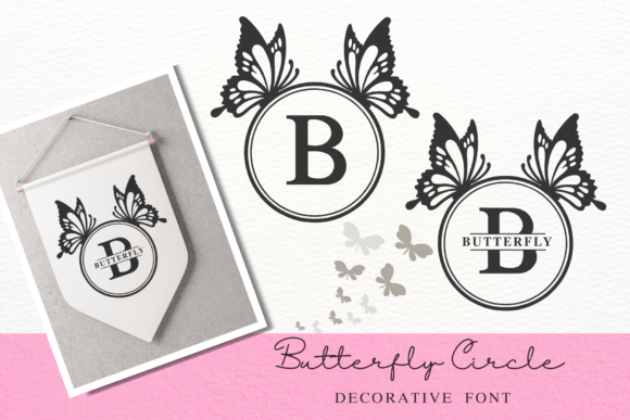 Butterfly Circle Monogram Font