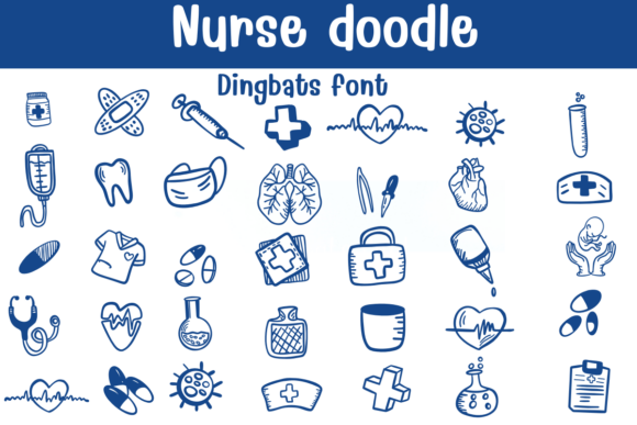 Nurse Doodle Font: Sketch Dingbats for Campaign Design